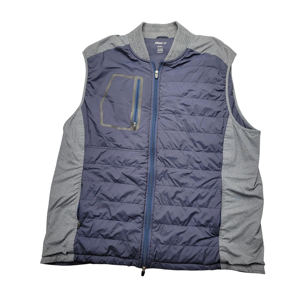 Johnnie-O Duffy Vest Mens 2XL Blue Quilted Full Zip Insulated Golf Stretch‎